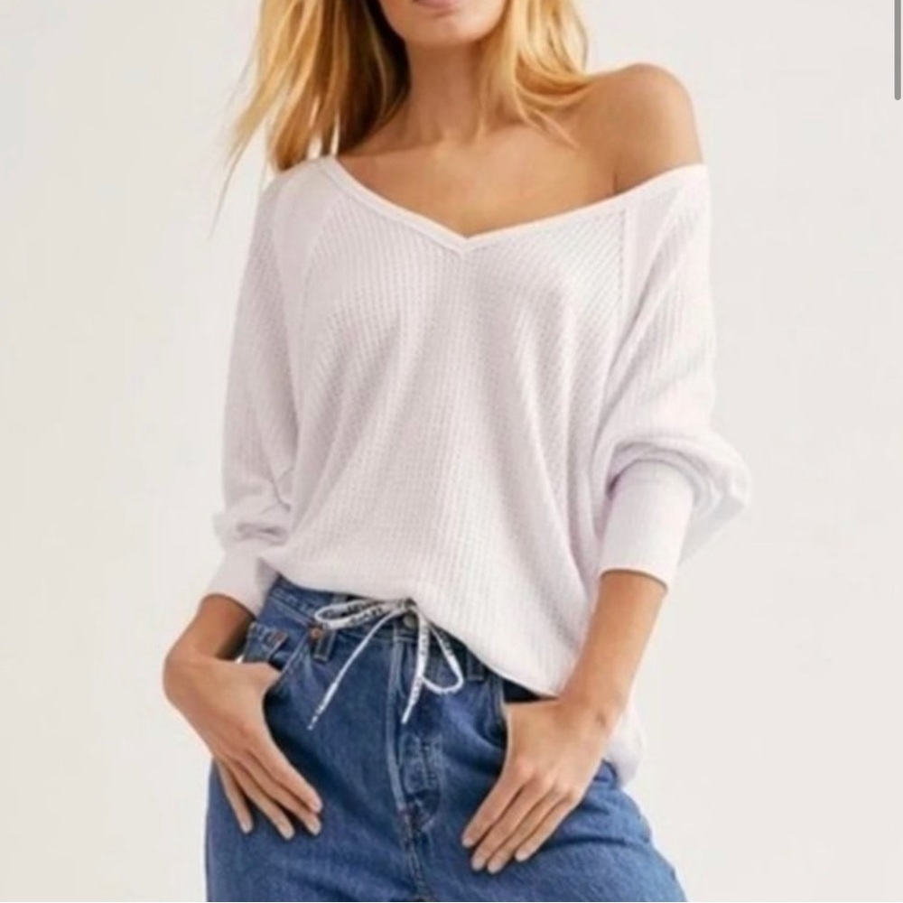 NWT- FREE PEOPLE ULTRA COMFY SANTA CLARA THERMAL TOP IN ALABASTER - XS